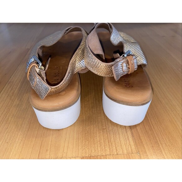 Gentle‎ Souls Prisca Cross Band Size 9.5 Leather Platform Sandals Rose Gold - Picture 6 of 12